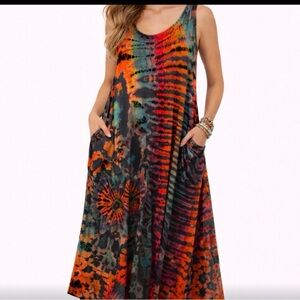 Colorful Tie-Dye Sleeveless Dress